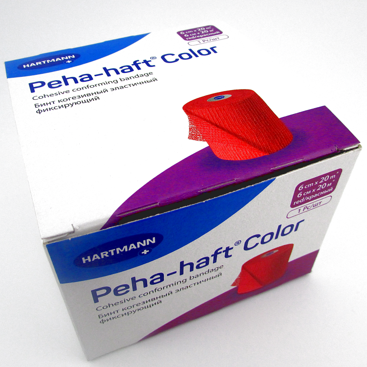 Бинт Peha-haft Color (Пеха Хафт Колор) самофиксирующийся, красный, размером 20м х6см, 300021