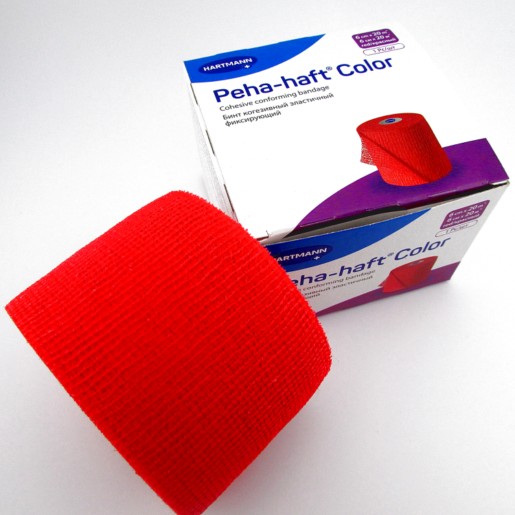 Бинт Peha-haft Color (Пеха Хафт Колор) самофиксирующийся, красный, размером 20м х6см, 300021
