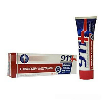 Гель-бальзам для ног 911 с конским каштаном укрепляет стенки сосудов, улучшает крово и лимфообращение, 100мл