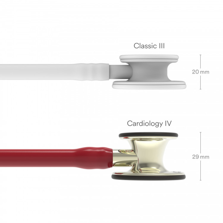 Стетоскоп Littmann Cardiology IV с бордовой трубкой, длиной 69 см, акустическая головка шампанское, 6176