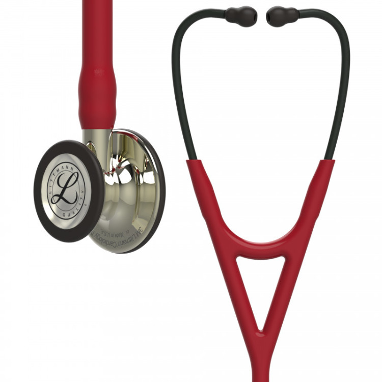 Стетоскоп Littmann Cardiology IV с бордовой трубкой, длиной 69 см, акустическая головка шампанское, 6176