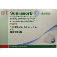 Повязка Suprasorb X с PHMB (Супрасорб Х с 0.3% раствором полигексаметилена бигуанида) антимикробная, 14х20см, 20542