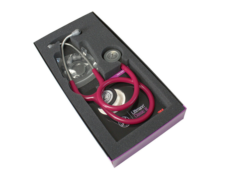 Стетоскоп Littmann Classic III двусторонняя головка высокой чувствительности и малиновой трубкой 69см, 5626
