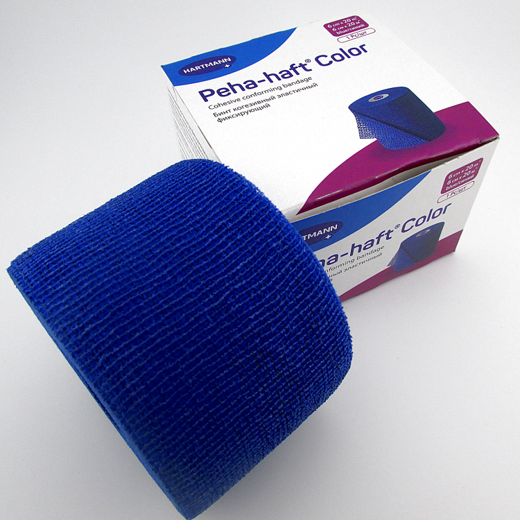 Бинт Peha-haft Color (Пеха Хафт Колор) самофиксирующийся, синий, размером 20м х6см, 300022