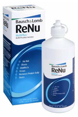 Раствор для ухода за контактными линзами Renu Multiplus, удаляет протеиновые отложения, увлажнение, хранение, 120мл