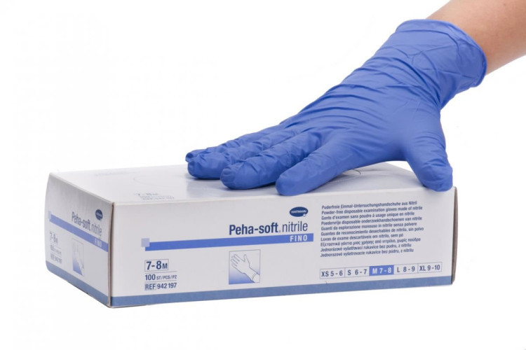 Перчатки нитриловые Peha-soft nitrile fino смотровые диагностические медицинские без пудры, S, 150шт, 942196