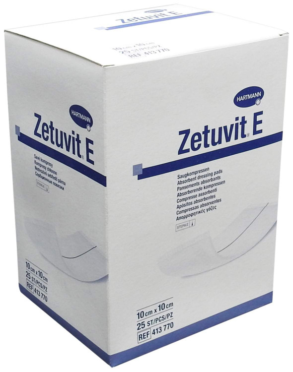 Повязка Zetuvit Е (Цетувит Е) сорбционная стерильная атравматичная проницаема для воздуха 10х10см в упаковке 25штук, 413770
