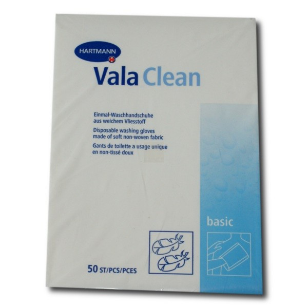 Рукавицы Vala Clean basic одноразовые гигиенические для мытья и ухода за больными, 50шт, 992245