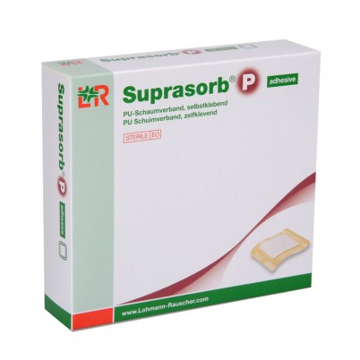 Повязка губчатая Suprasorb P (Супрасорб П) полиуретановая самоклеящаяся для заживления ран, 15х15см, 5шт, 20418