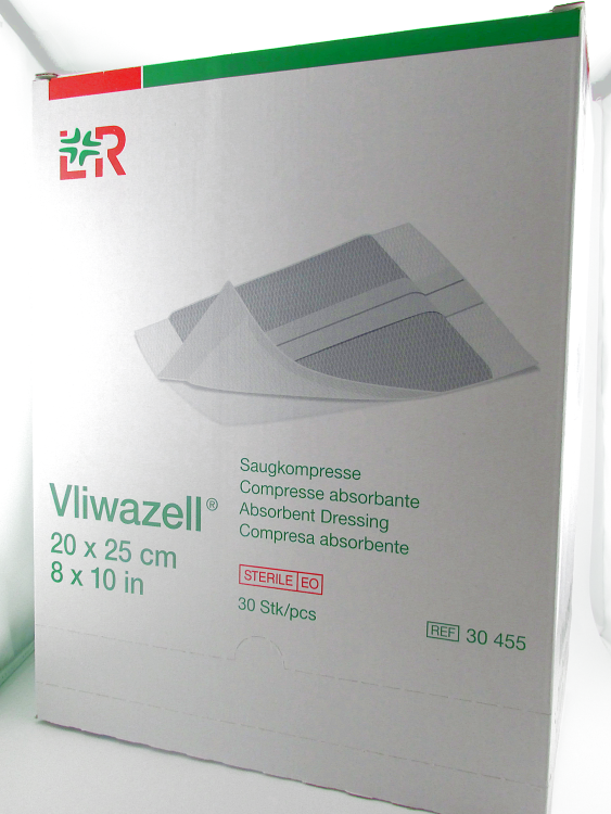 Повязка Фливацель (Vliwazell) абсорбирующая, для ран с высокой экссудацией, стерильная, 20х25см, 30шт, 30455