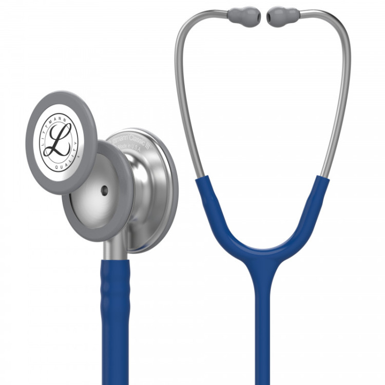 Стетоскоп Littmann Classic III, одноканальная трубка цвет темно-синий, двусторонняя головка цвет "сталь", 69 см, 5622