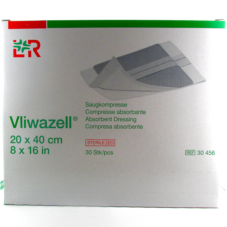 Повязка Фливацель (Vliwazell) абсорбирующая, для ран с высокой экссудацией, стерильная, 20х40см, 30шт, 30456