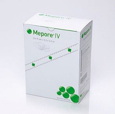 Повязка Mepore IV для фиксации катетеров и канюль самоклеящаяся стерильная, 8х9см, 70шт, 274200