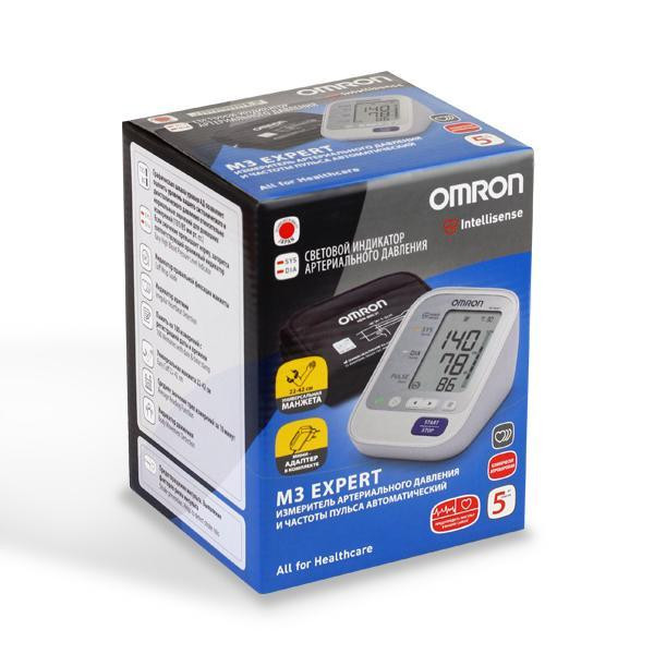 Тонометр Omron M3 Expert автоматический с адаптером, на предплечье, память на 60 измерений, манжетой 22-42 см
