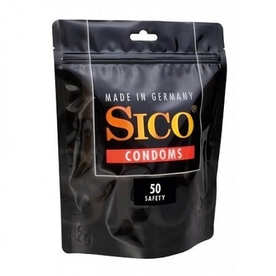 Презервативы классические с силиконовой смазкой Sico / Сико Safety, с накопителем, прозрачные, цилиндрические, 50 шт