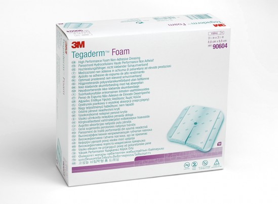Повязка 3M Tegaderm Foam губчатая неадгезивная абсорбирующая 8х8.8см, 90604