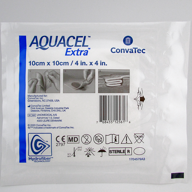 Повязка Аквасель экстра (Aquacel extra) 10смх10см, стерильная абсорбирующая, 420672