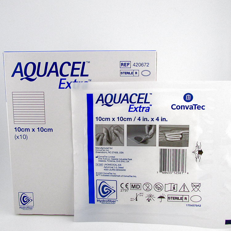 Повязка Аквасель экстра (Aquacel extra) 10смх10см, стерильная абсорбирующая, 420672