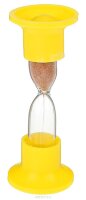 Песочные часы Россия настольные на 3-и минуты, корпус из пластика и стекла, желтого цвета, УТ-0000710