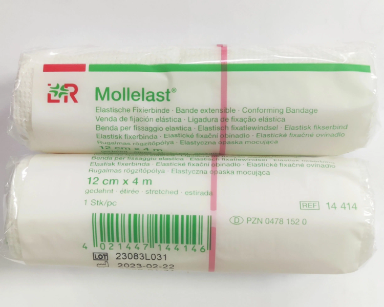 Бинт Mollelast (Моллеласт) компрессионные поддерживающие и фиксирующие эластичные, 12см х4м