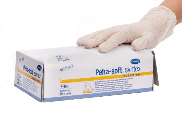 Перчатки Peha-soft syntex (Пеха-софт синтекс) виниловые неопудренные диагностические нестерильные, 100шт, 942164-942168