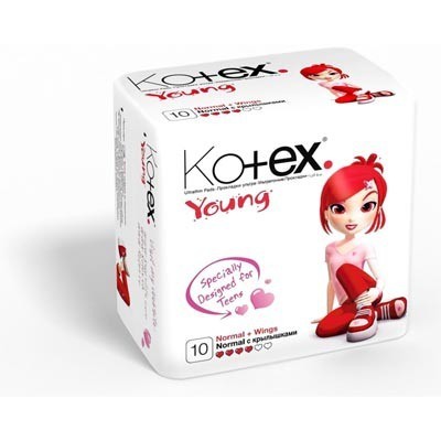 Прокладки для девочек - подростков Контекс / Kotex Young утолщенный впитывающий центр, сетчатое покрытие 10шт