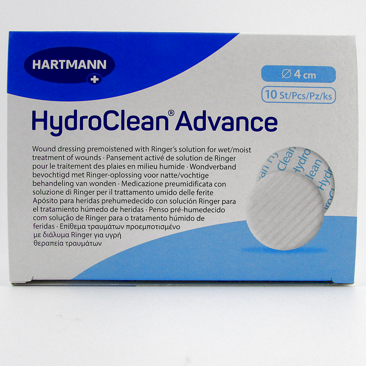 Повязка HydroClean Advance (Гидроклин Адванс) д 4см, с раствором Рингера и антисептиком, 609662