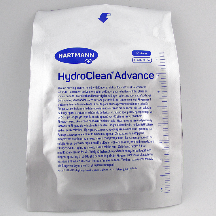 Повязка HydroClean Advance (Гидроклин Адванс) д 4см, с раствором Рингера и антисептиком, 609662