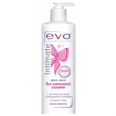 Крем - мыло для интимной гигиены с календулой EVO, предотвращает раздражение и сухость, флакон с дозатором, объем 200 мл