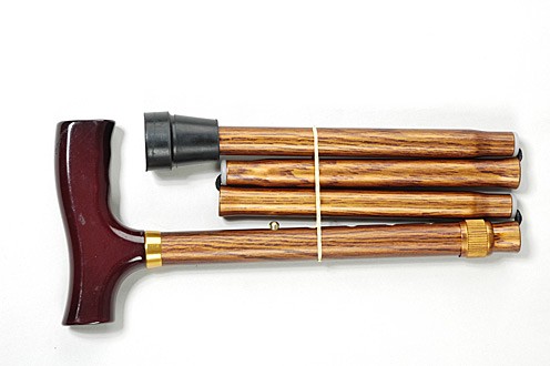 Трость складная Valentine 10121 телескопическая (81-91см) с Т-образной деревянной ручкой, нагрузка до 80кг