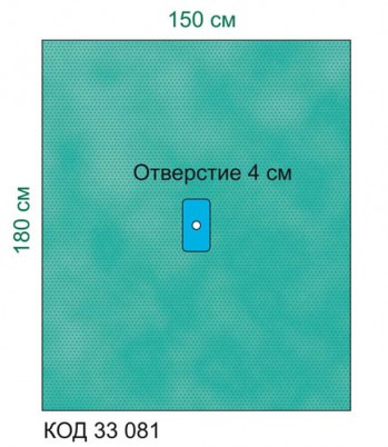 Простыня Raucodrape для операции на кисти или стопе 2-х слойная с вырезом с монжетой в центре, 150х180см, 33081