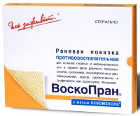 Повязка Воскопран с Левомеколем 10х100см 1шт. мазевая сетчатая стерильная противовоспалительная 