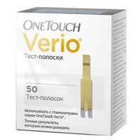 Тест-полоски для глюкометра Уан тач / OneTouch Verio, для количественного измерения уровня глюкозы, 50 шт