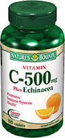Комплекс витаминов Nature's bounty витамин С плюс эхинацея, повышает иммунитет, защита от простуд, 100 шт по 500 мг