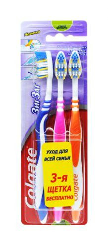 Colgate Зубная щетка ЗигЗаг Плюс средняя (2шт + 1шт бесплатно)