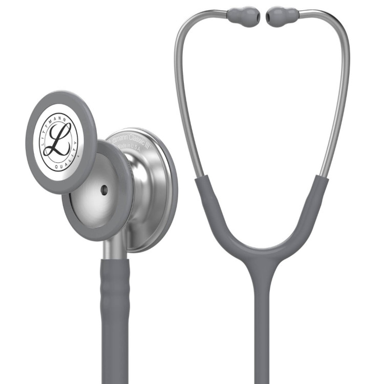 Стетоскоп Littmann Classic III, двухканальная трубка цвет серый, односторонняя головка цвет "сталь", 69см, 5621