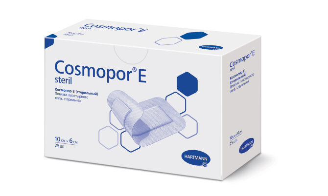 Повязка Космопор Е (Cosmopor Е) послеоперационная стерильная самоклеящаяся размером 10х6см, 901009