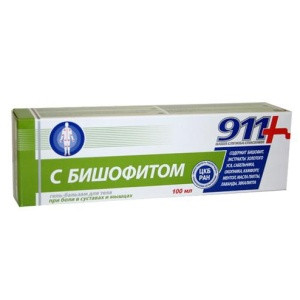 Гель-бальзам для тела 911 с бишофитом, при боли в суставах, стимулирует восстановление хрящевой ткани, туба, 100 мл.