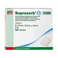 Повязка Suprasorb X с PHMB обеспечит гидробаланс и антибактериальный эффект, 9х9см, 5шт, 20541