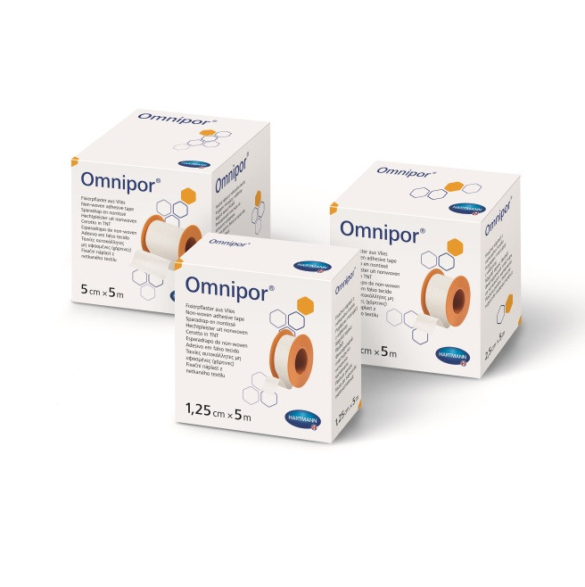 Пластырь фиксирующий Omnipor (Омнипор) из нетканого материала для фиксации повязок,без еврохолдера  2.5см х5м, 900437