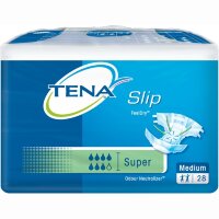 Подгузники для взрослых Tena Slip Super, размер M (средний 73-122 см), впитываемость 7 капель, 28 шт