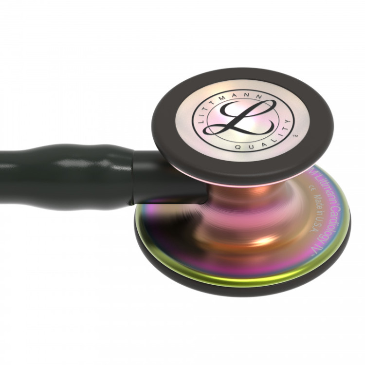 Стетоскоп Littmann Cardiology IV с черной трубкой, длиной 69 см, акустическая головка радужная, 6165