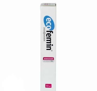 Гель интимный гипоаллергенный Экофемин, 2 в 1, прозрачный, без запаха, для увлажнения слизистых, флакон 50мл