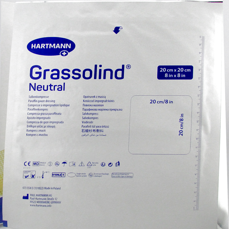 Повязка Grassolind Neutral (Гразолинд Нейтральный) мазевая без фармпрепаратов, 20х20см, 10 шт., 499315