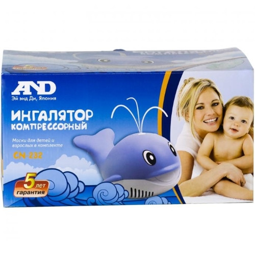 Ингалятор компрессорный для детей AND Medical, в форме кита, для аэрозольной ингаляции, низкий уровень шума, CN-232