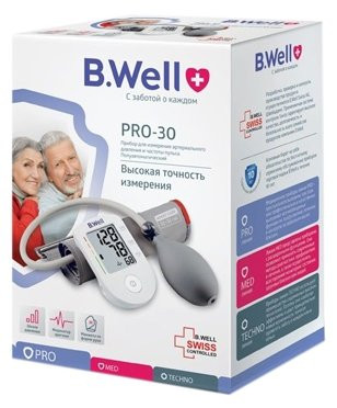 Тонометр полуавтомат B.Well PRO-30 на предплечье с манжетой М (обхват 22-32см) памятью и индикатором аритмии