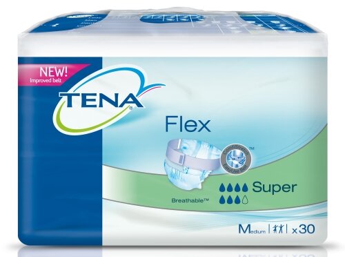 Подгузники для взрослых Tena Flex Super, размер M, впитываемость 7 капель, 30шт