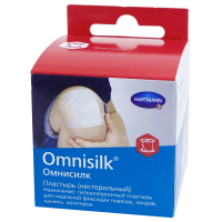 Пластырь Омнисилк (Omnisilk) фиксирующий из искусственного шёлка для повязок, белый размером 5см х 5м, 900554