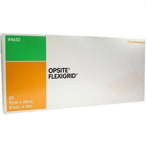 Повязка послеоперационная Opsite Flexigrid пленочная прозрачная, для защиты ран и фиксации повязок, 12х25см, 20шт, 4632