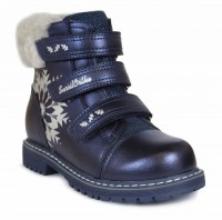 Ботинки для девочек Сурсил-Орто ортопедические зимние кожаные с меховой стелькой и нескользящей подошвой, синие, A45-099